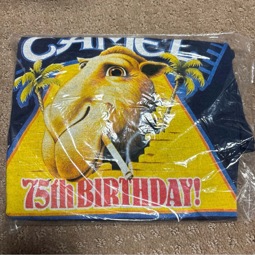 Vintage 1988 Camel Cigarettes Birthday Party T-Shirt new in packaging